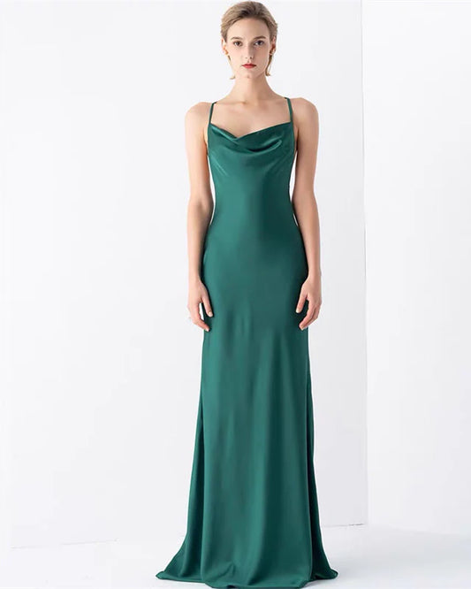 Sexy Mermaid Evening Dresses Cowl Neck Open Back