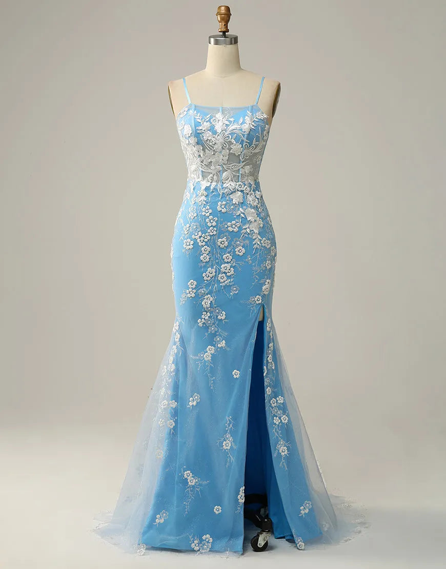 Mermaid Prom Dress Spaghetti-Straps With Split for a Short Look