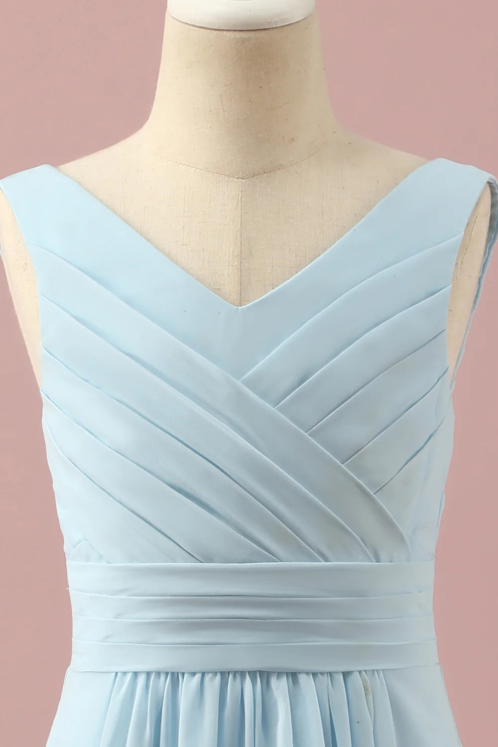 Light Blue V-Neck Chiffon Junior Bridesmaid Dress