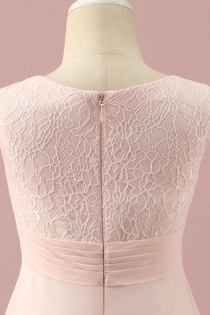 Light Pink Lace and Chiffon Junior Bridesmaid Dress