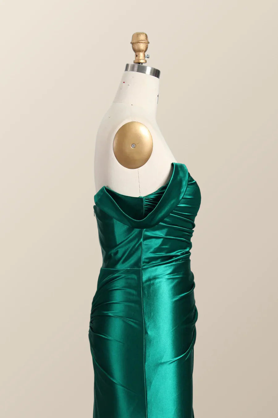 Off the Shoulder Green Satin Mermaid Prom Dress