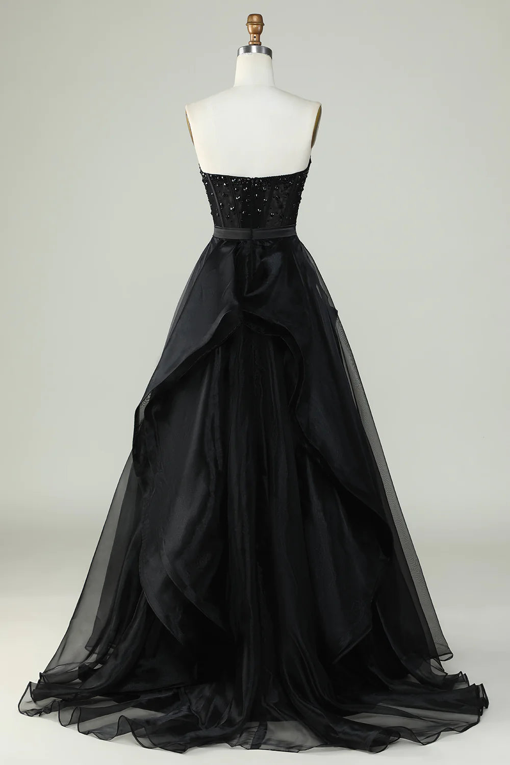 A Line Sweetheart Black Long Ball Dress with Embroidery
