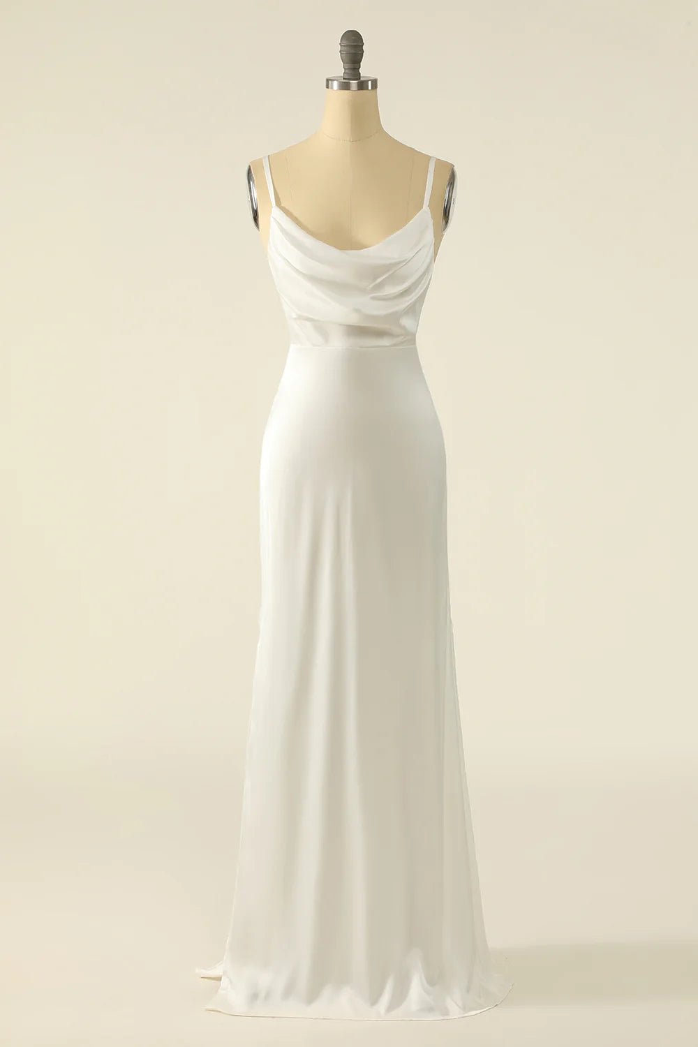 Ivory Satin Simple Prom Dress