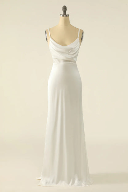 Ivory Satin Simple Prom Dress