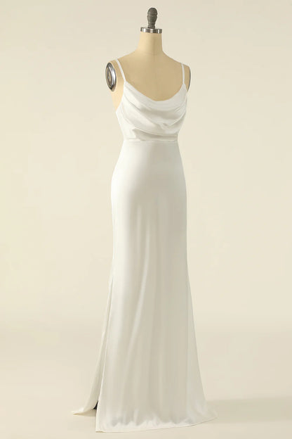 Ivory Satin Simple Prom Dress