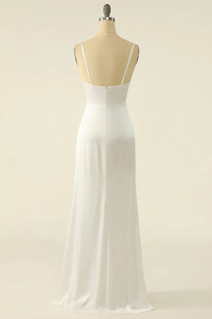 Ivory Satin Simple Prom Dress