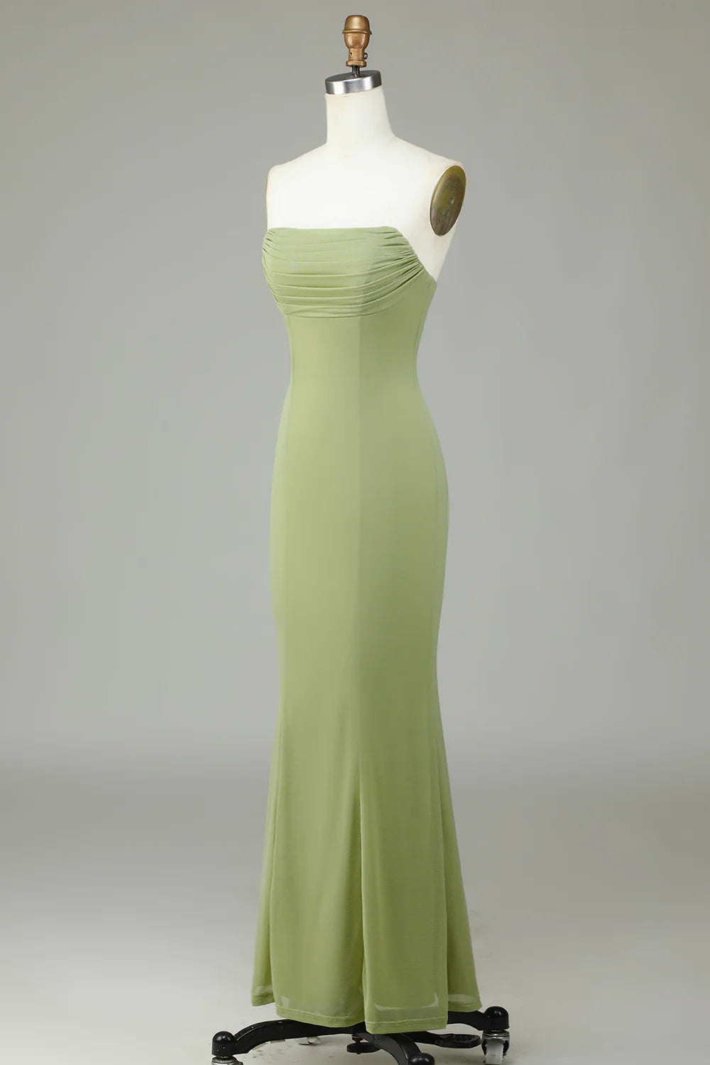 Mermaid Strapless Lemon Green Bridesmaid Dress