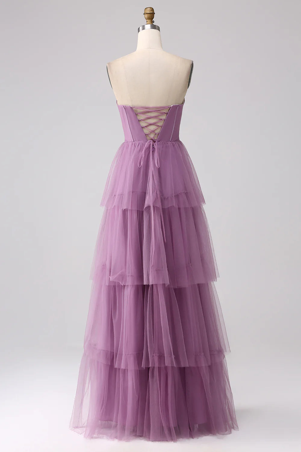 Purple A-Line Tulle Appliques Long Prom Party Dress with Beading,DP1004
