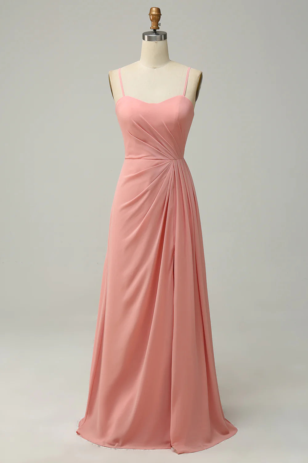 Green Draped Long Chiffon Bridesmaid Dress