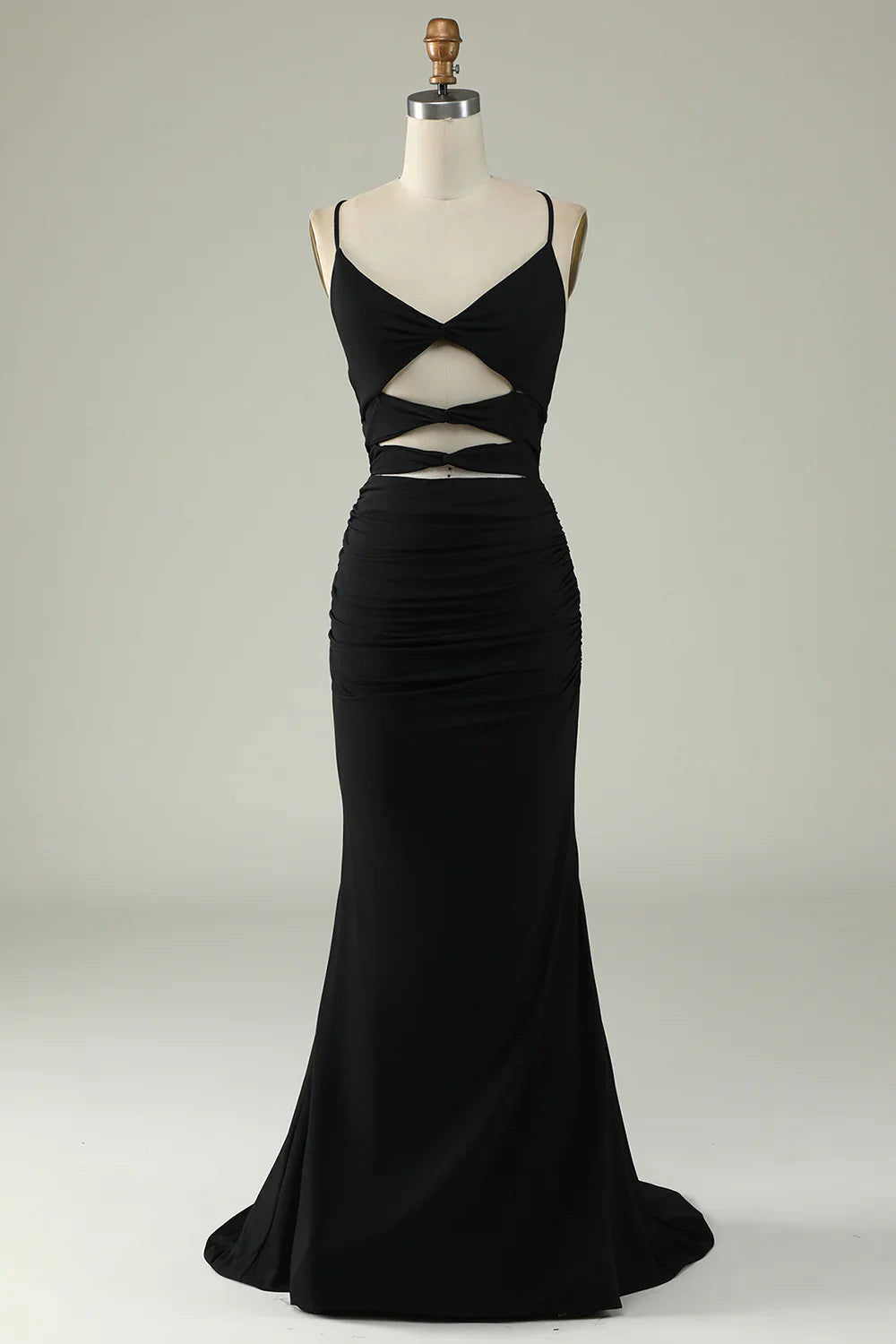 Mermaid Lace Back Black Long Prom Dress