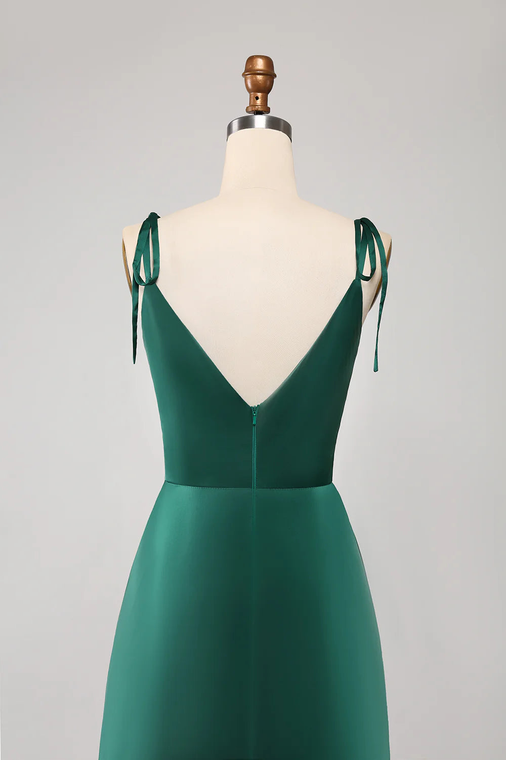 Simple Dark Green Spaghetti Straps Ruched Prom Dress with Slit