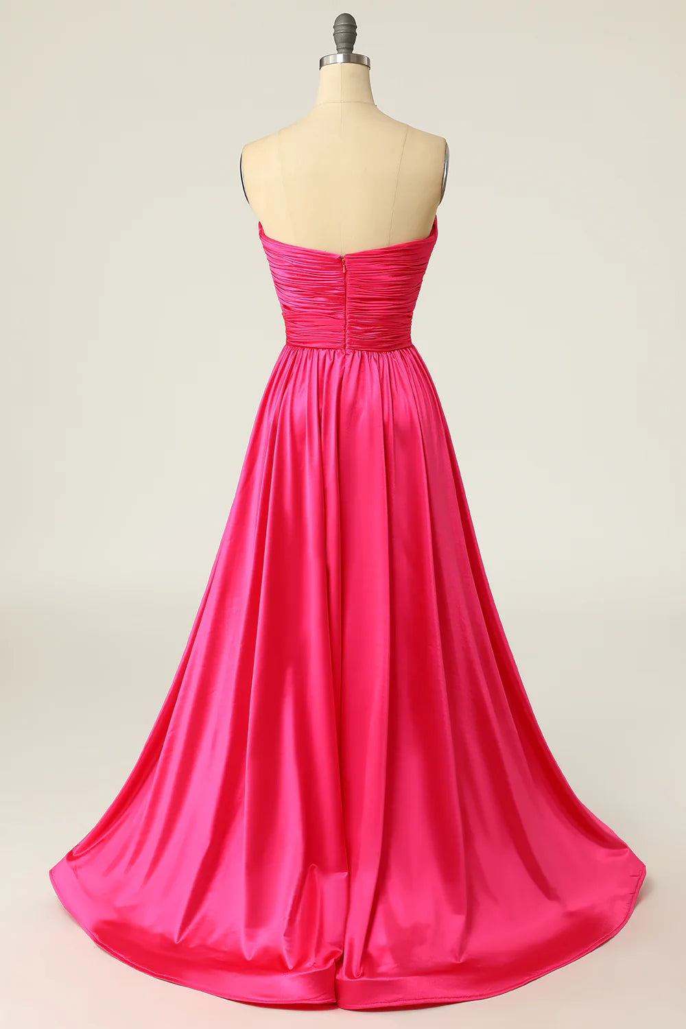 A Line Sweetheart Fuchsia Long Prom Dress with Ruched