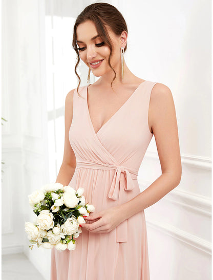 A-Line Wedding Guest Dresses Elegant Dress Party Wear Wedding Party Asymmetrical Sleeveless Spaghetti Strap Bridesmaid Dress Chiffon with Ruffles Slit