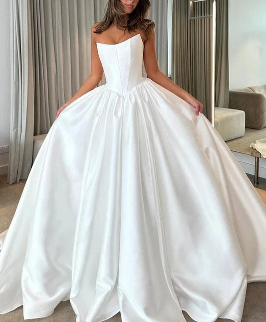 Ball Gown Strapless Satin Wedding Dresses