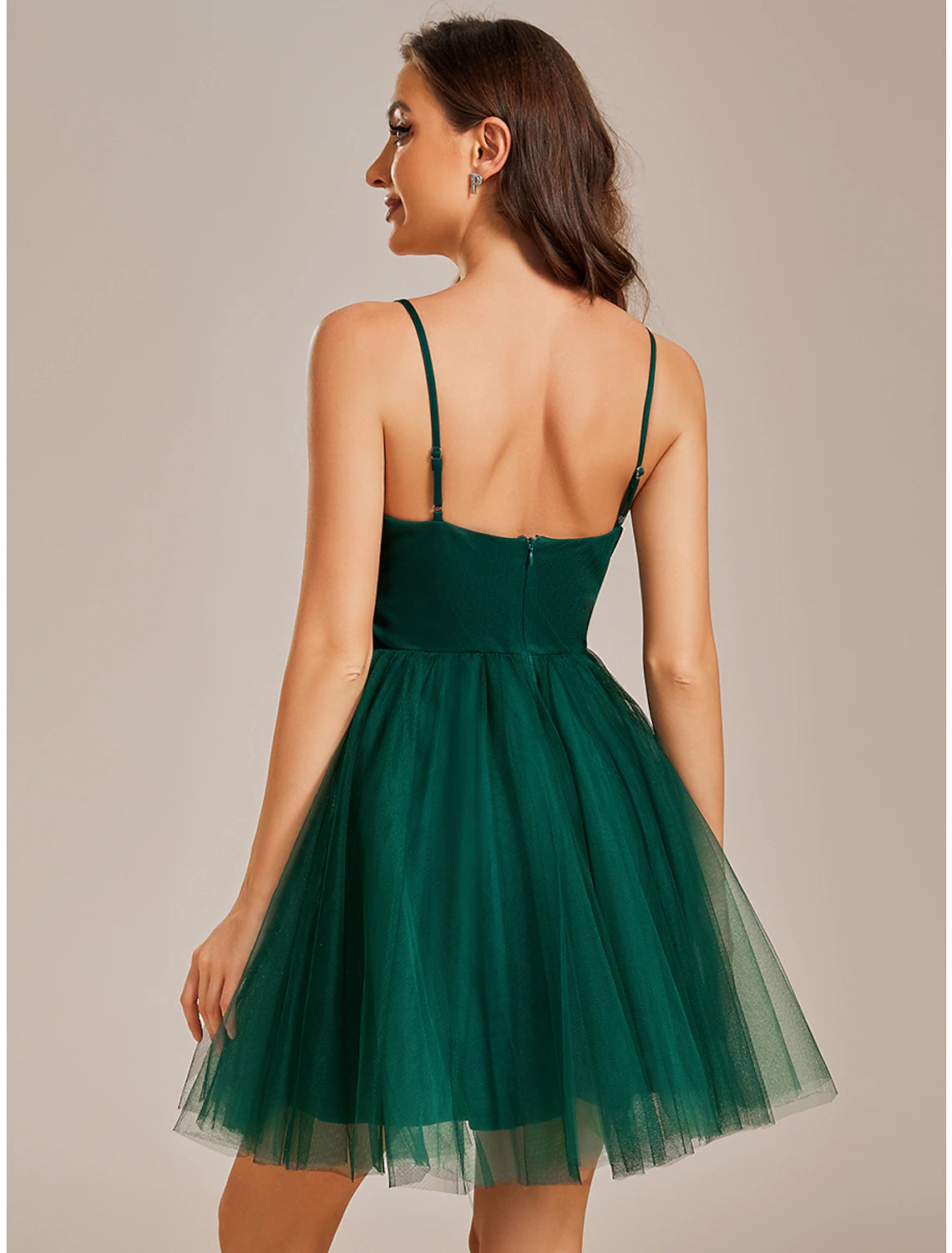 A-Line Homecoming Dresses Princess Dress Cocktail Party Short / Mini Sleeveless Spaghetti Strap Tulle with Ruched