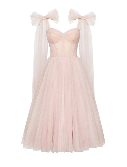 Ball Gown Cocktail Dresses Corsets Dress Graduation Birthday Tea Length Sleeveless Square Neck Tulle with Glitter