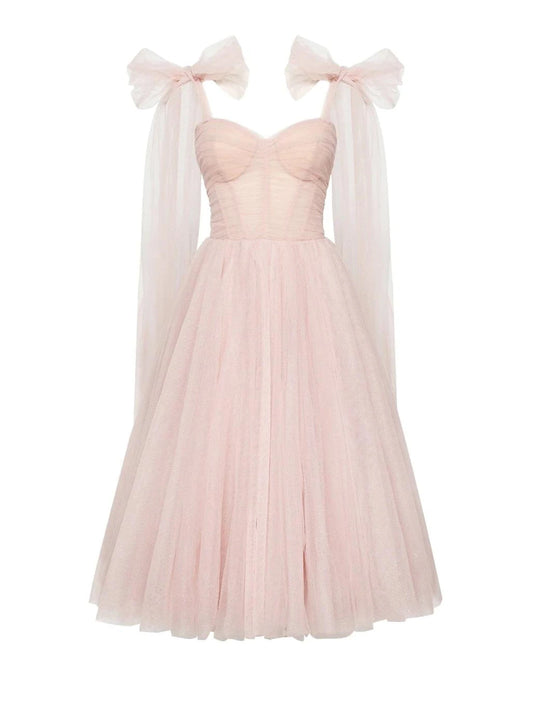 Ball Gown Cocktail Dresses Corsets Dress Graduation Birthday Tea Length Sleeveless Square Neck Tulle with Glitter