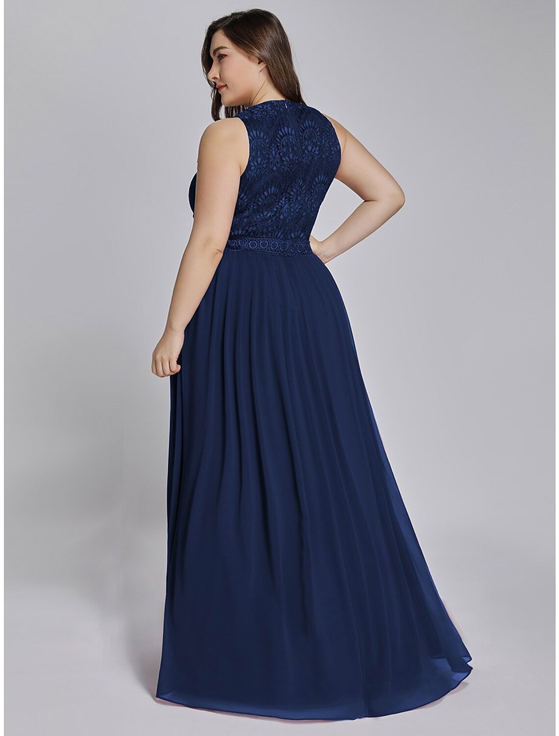 A-Line Prom Dresses Elegant & Luxurious Dress Wedding Guest Floor Length Sleeveless Jewel Neck Chiffon with Crystals