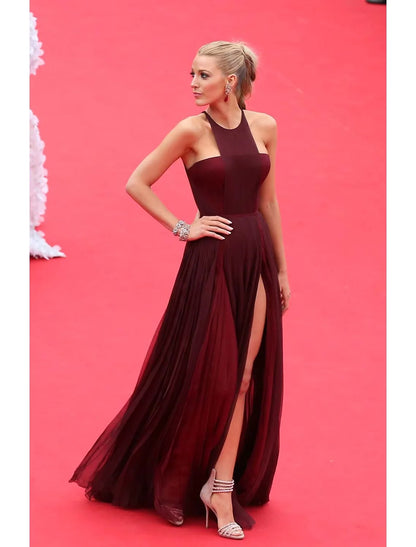 DingjiBlake Lively Burgundy Celebrity Prom Dress Cannes Film Festival 2014 Red Carpet