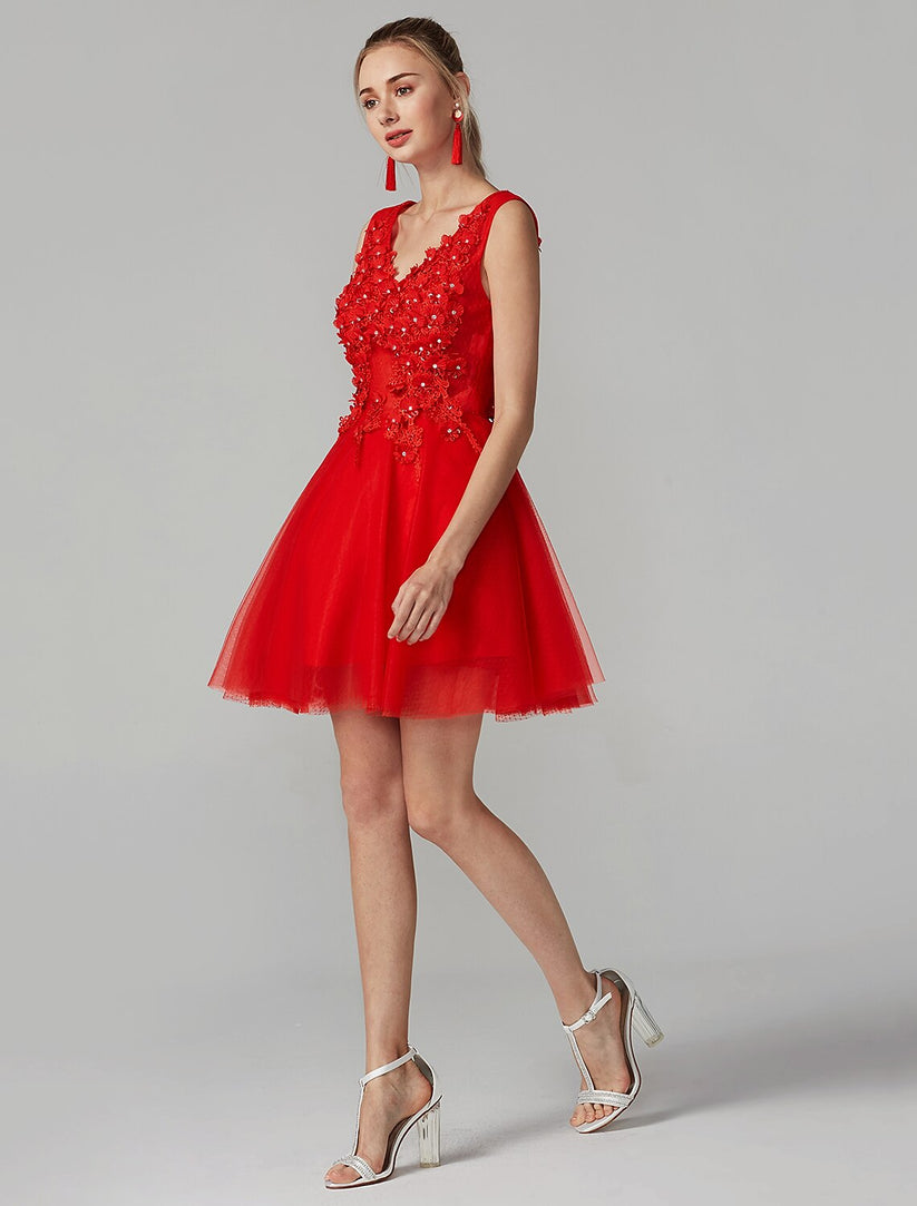 Plain Woven Mini Unlined Party Dress