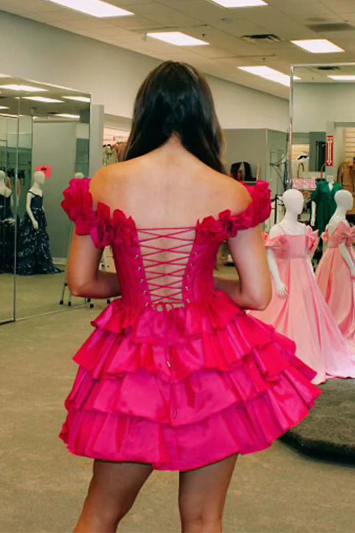 Cute Ruffle Corset Homecoming Dress