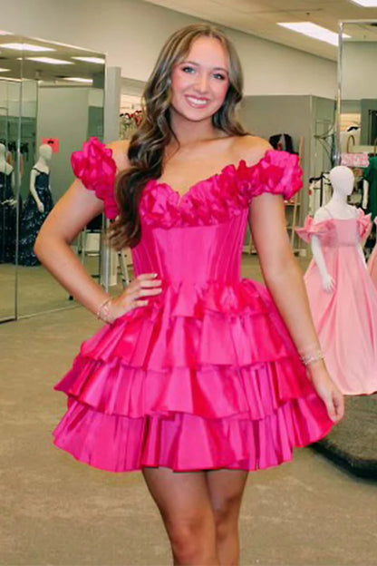 Cute Ruffle Corset Homecoming Dress