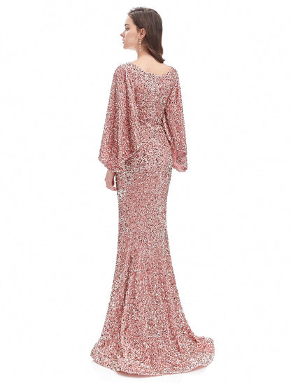 Mermaid / Trumpet Evening Gown Sparkle Dress Formal Evening Court Train Long Sleeve Sweetheart Sequined with Sequin