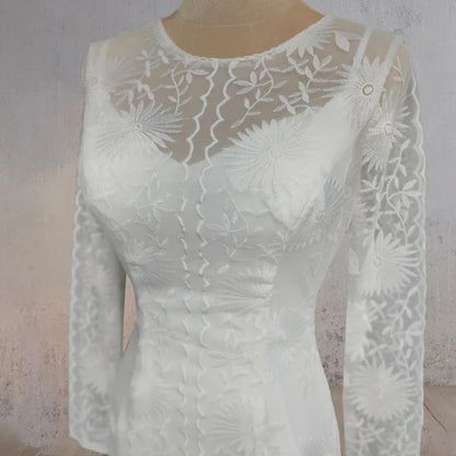 Mermaid Lace Embroidery Long Sleeves Wedding Dress