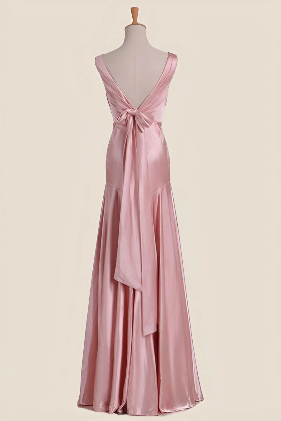 Pink V Neck Sheath Long Prom Dress