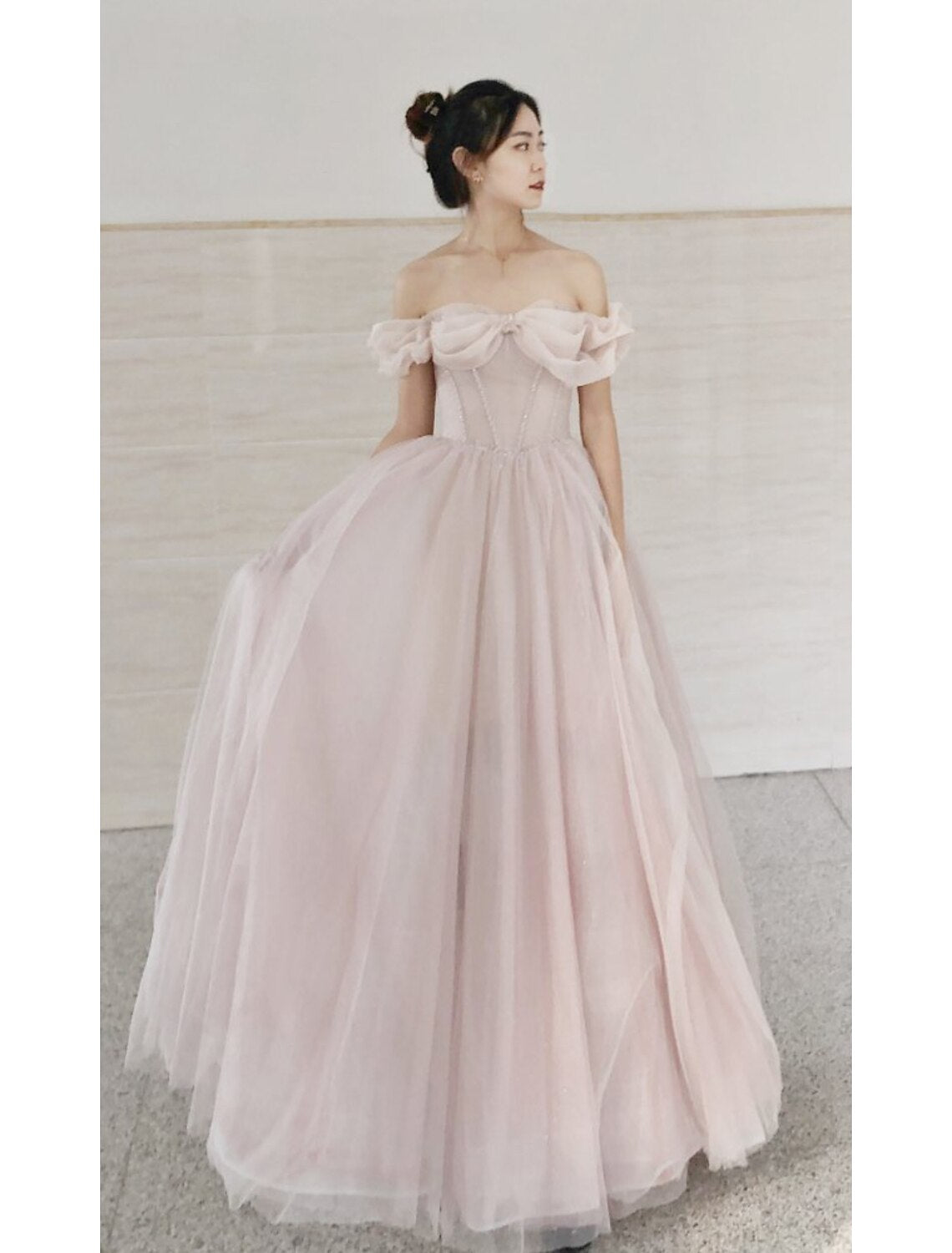 A-Line Prom Dresses Empire Dress Prom Formal Evening Sweep / Brush Train Short Sleeve Sweetheart Tulle with Pleats Beading