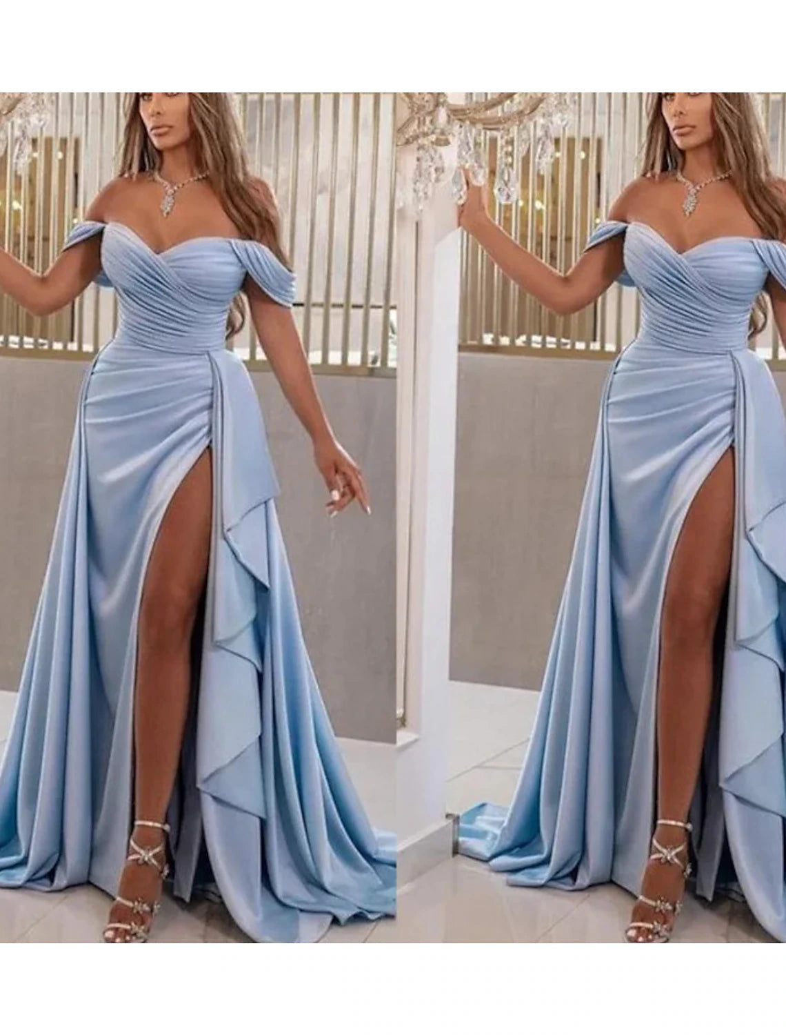 A-Line Prom Dresses High Split Dress Prom Sweep / Brush Train Sleeveless Sweetheart Satin with Slit