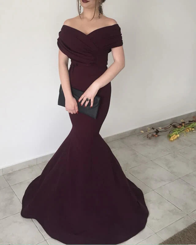 V Neck Off Shoulder Gown Elegant V-Neck Off-the-Shoulder Mermaid Ruby Prom Dresses Long V Neck Off Shoulder Gown Elegant V-Neck Off-the-Shoulder Mermaid Ruby Prom Dresses Long