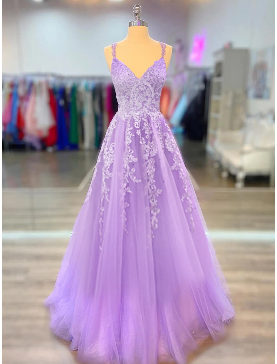 A-Line Prom Dresses Maxi Dress Formal Court Train Sleeveless Spaghetti Strap Stretch Chiffon with Appliques Shouder Flower