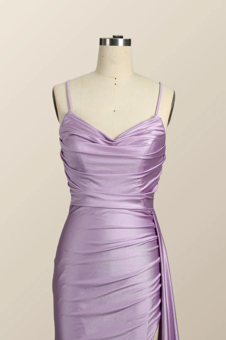 Sweetheart Lilac Ruched Mermaid Long Prom Dress