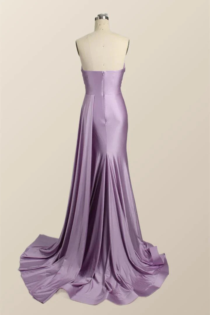 Sweetheart Lilac Ruched Mermaid Long Prom Dress