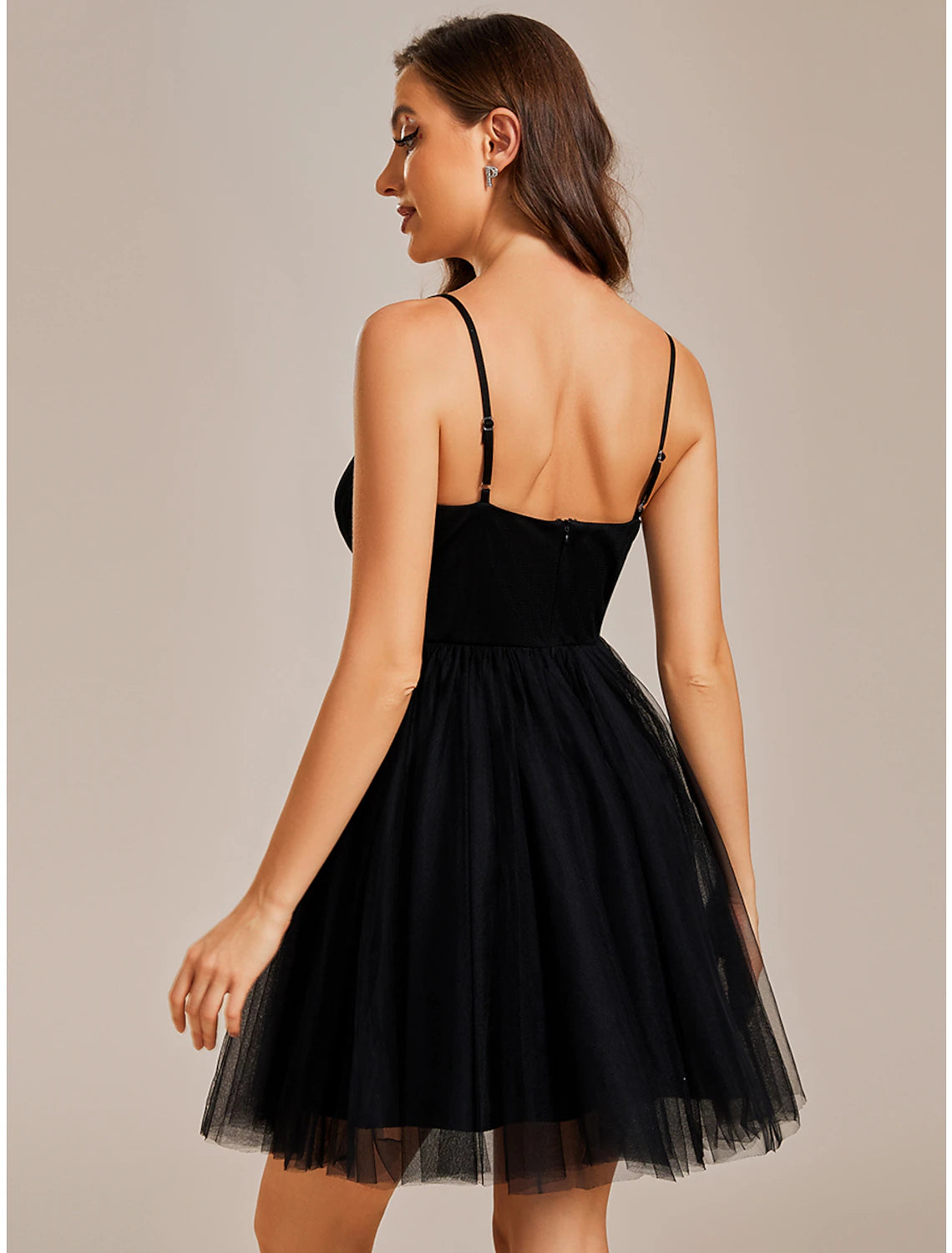 A-Line Homecoming Dresses Princess Dress Cocktail Party Short / Mini Sleeveless Spaghetti Strap Tulle with Ruched