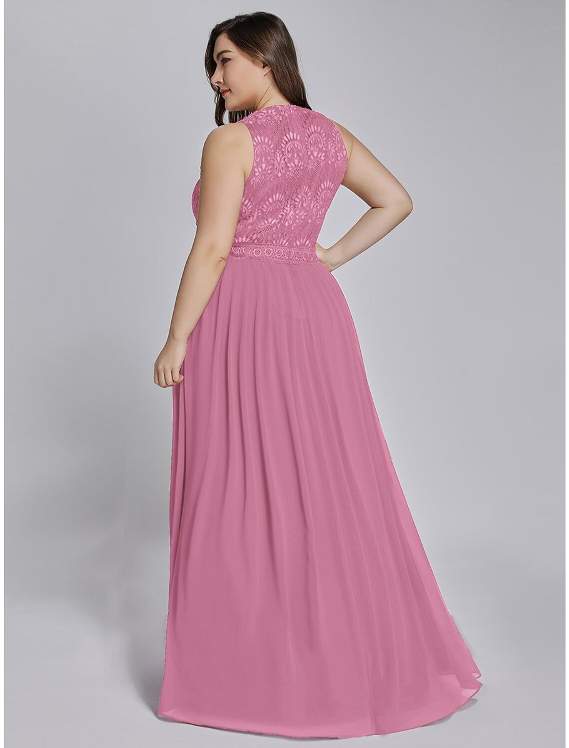 A-Line Prom Dresses Elegant & Luxurious Dress Wedding Guest Floor Length Sleeveless Jewel Neck Chiffon with Crystals