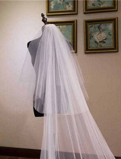 Two-tier Lace Wedding Veil Cathedral Veils with Sequin / Embroidery Tulle