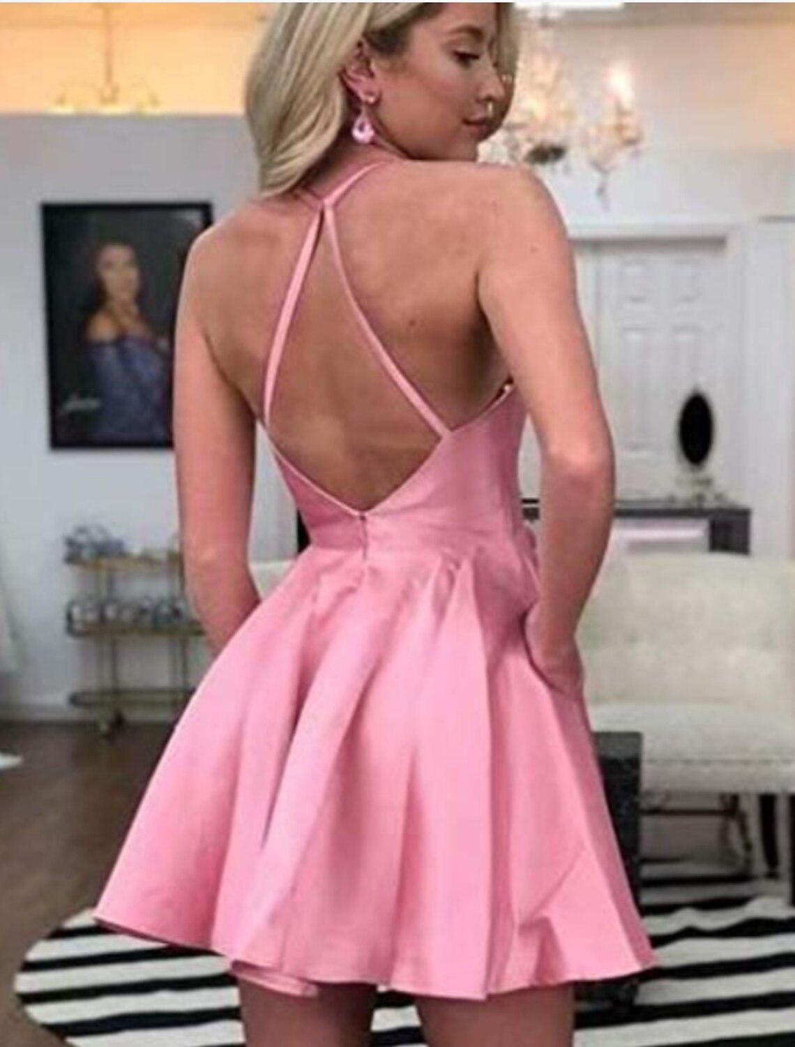 A-Line Cocktail Dresses Party Dress Engagement Short / Mini Sleeveless Jewel Neck Chiffon with Sleek