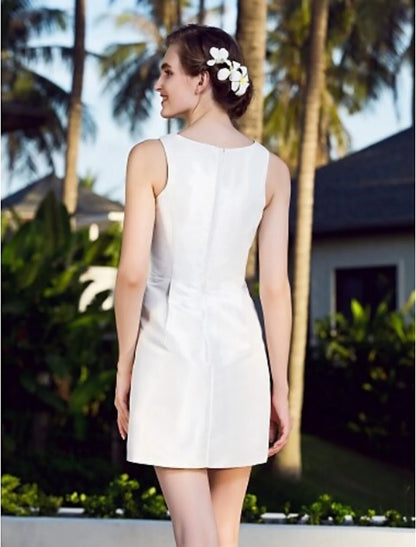 A-Line V Neck Short / Mini Nylon Taffeta Made-To-Measure Wedding Dresses with Bowknot