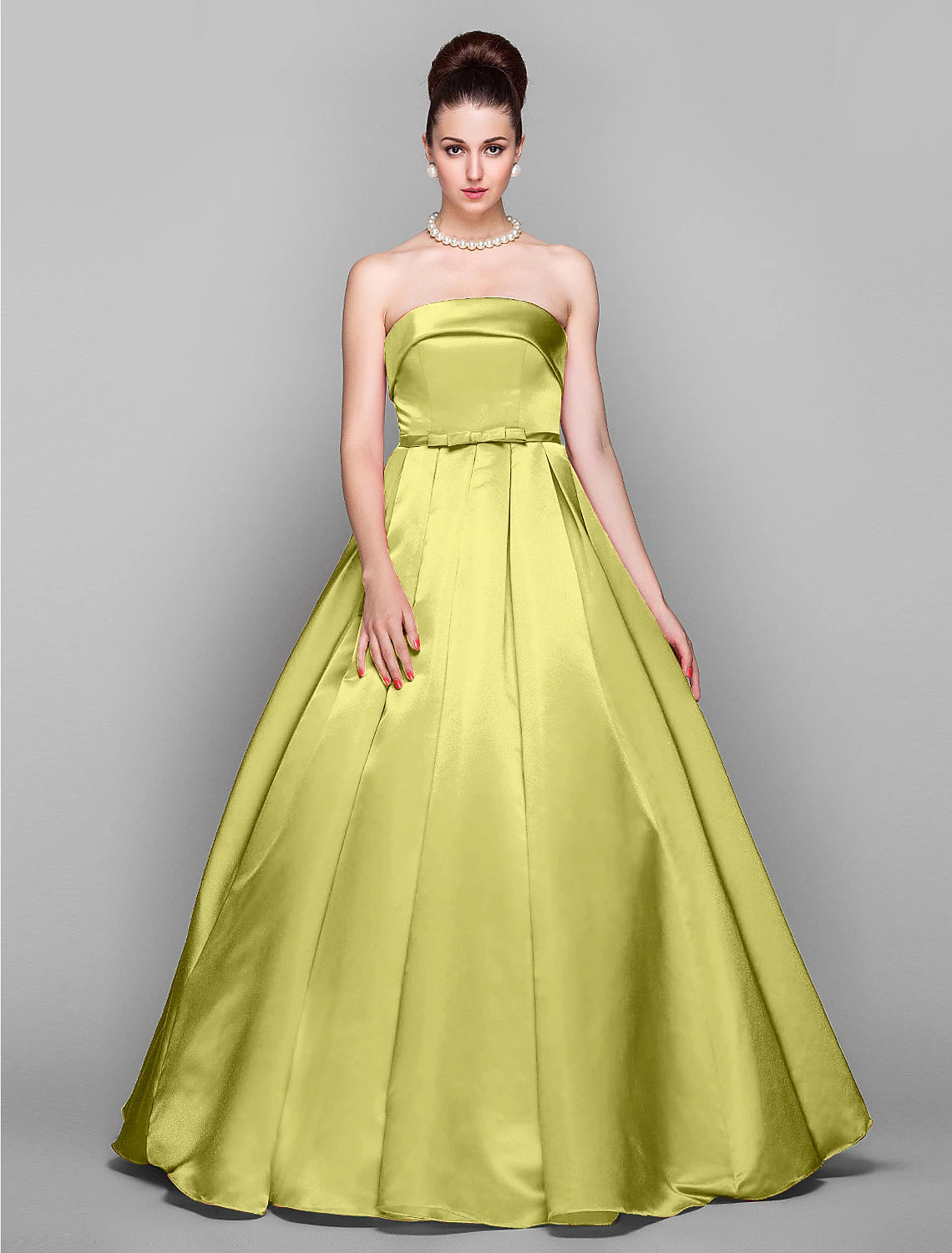 Ball Gown Elegant Dress Quinceanera Prom Floor Length Sleeveless Strapless Satin with Bow(s)