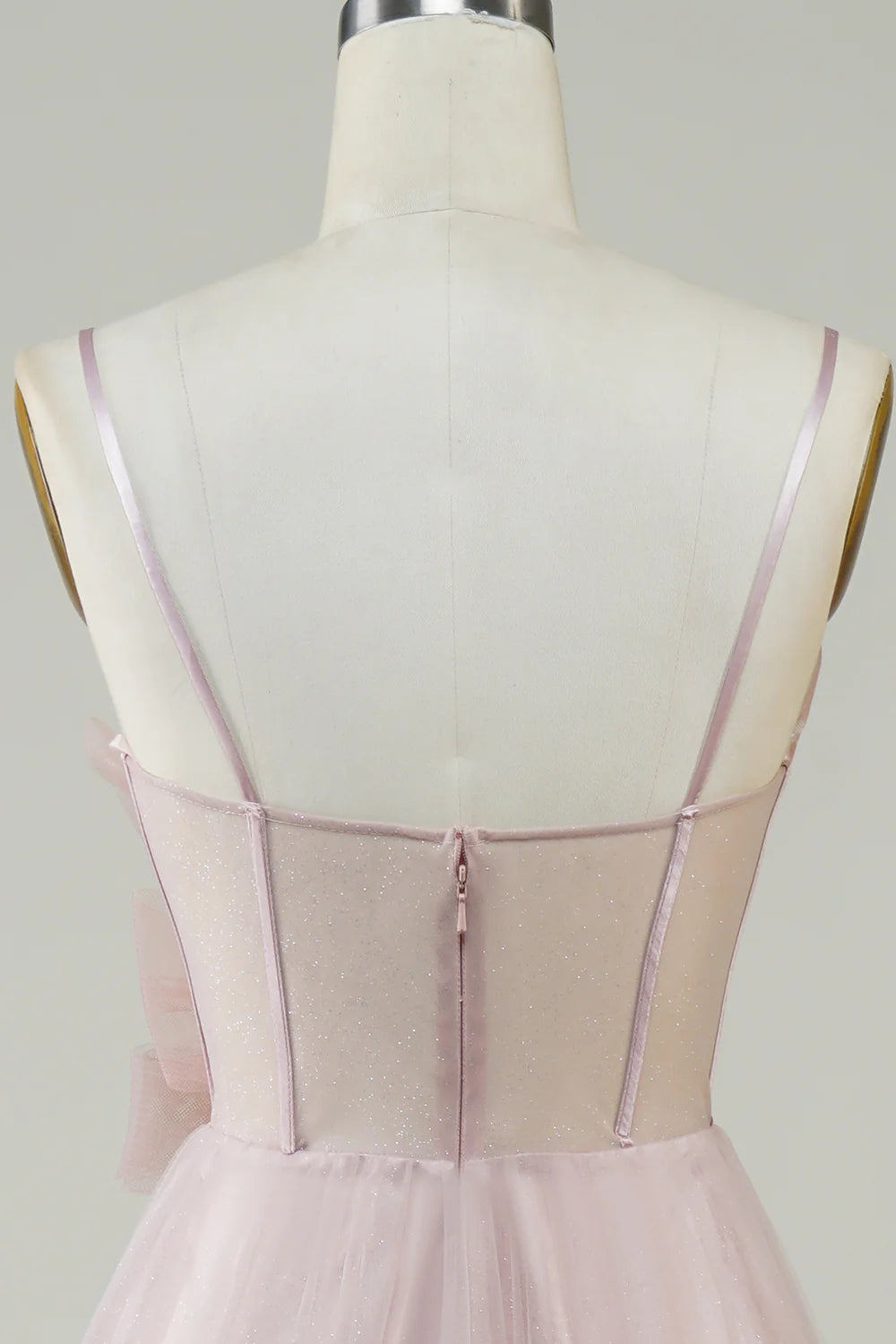 A Line Long Sleeves Blush Pink Tulle Prom Dresses with Embroidery LBQ2069 main image 1