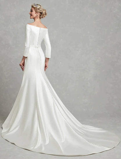 Casual Wedding Dresses Chapel Length Sleeve Strapless Satin With Pleats